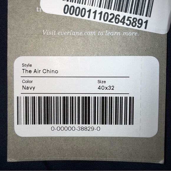 Everlane NWT Men's The Air Chino Pants with Stretch Navy Blue Size 40 x 32 - Picture 4 of 7